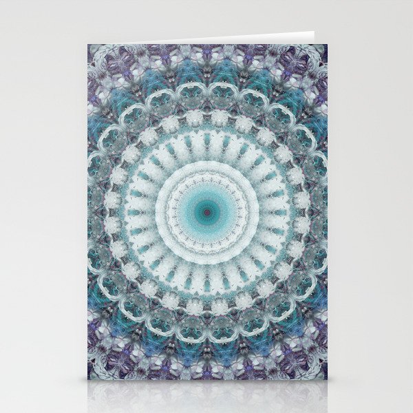Flowery mandala in blue and gray tones Stationery Cards
