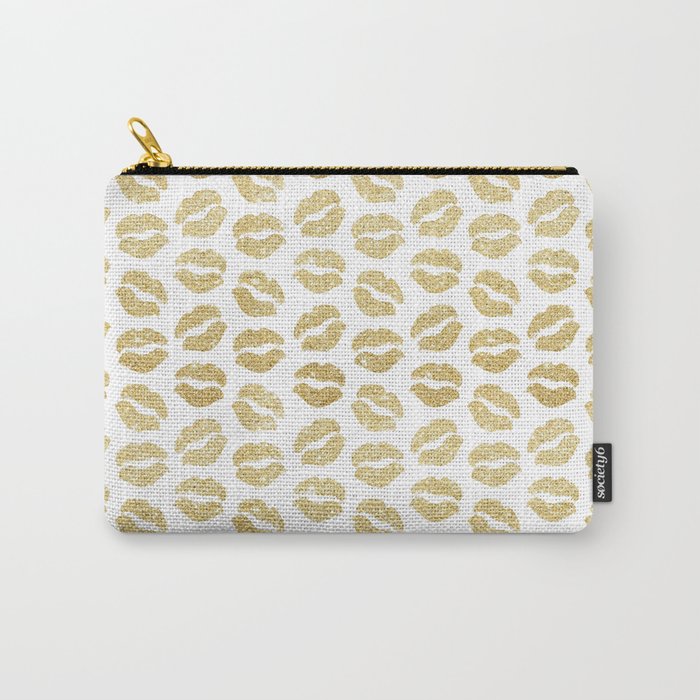 Gold Glitter Lips Carry-All Pouch