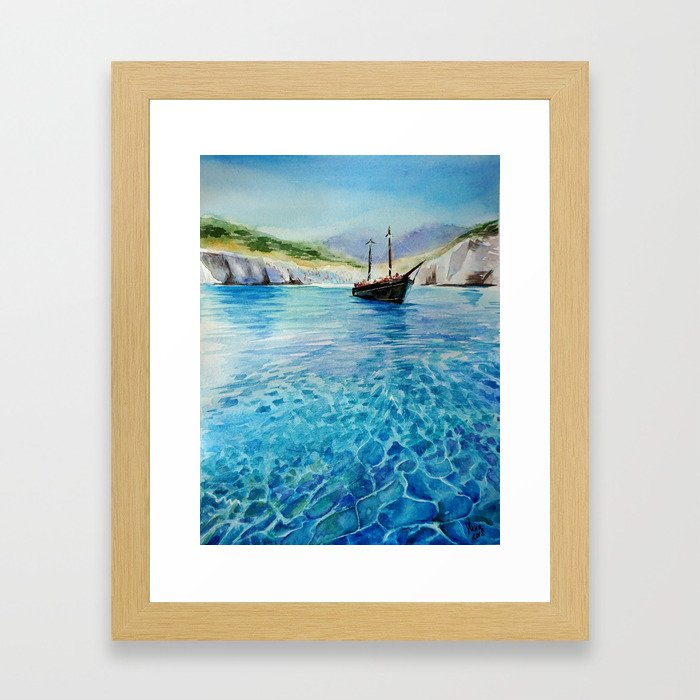 Shinning Ocean - Watercolor Landscape Art Framed Art Print