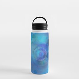 Satellites - Blue And Teal Energy Art by Sharon Cummings Water Bottle