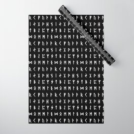 Nordic Runes // Black Wrapping Paper