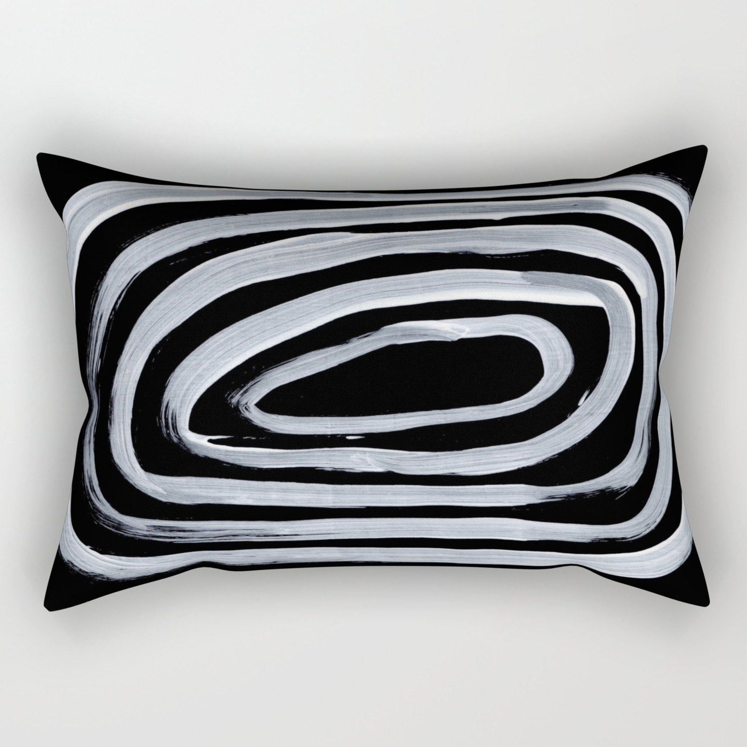 Rings Dark Gothic Black And White Minimalist Ghostly Abstract Art Rectangular Pillow By Enshape Society6