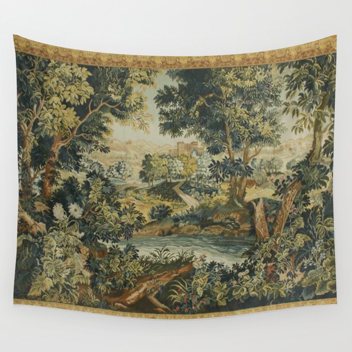 Antique 18th Century Verdure French Aubusson Tapestry Wall Tapestry Wall Tapestry