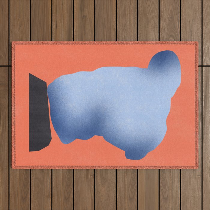 Stone sculpture in soft blue Outdoor Rug