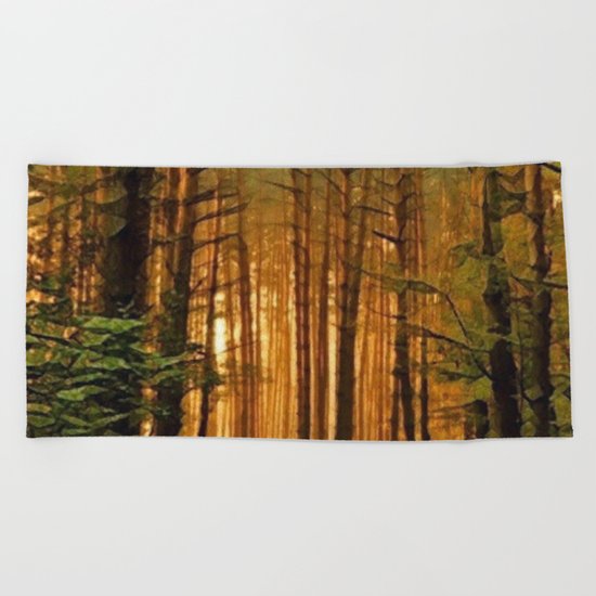 Golden Forest Beach Towel