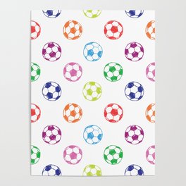 Soccer balls doodle pattern. Digital Illustration Background Poster