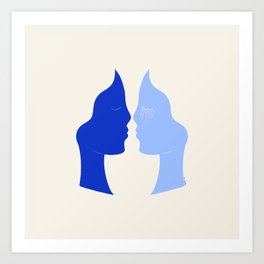 Cobalt Blue Face Lovers Art Print