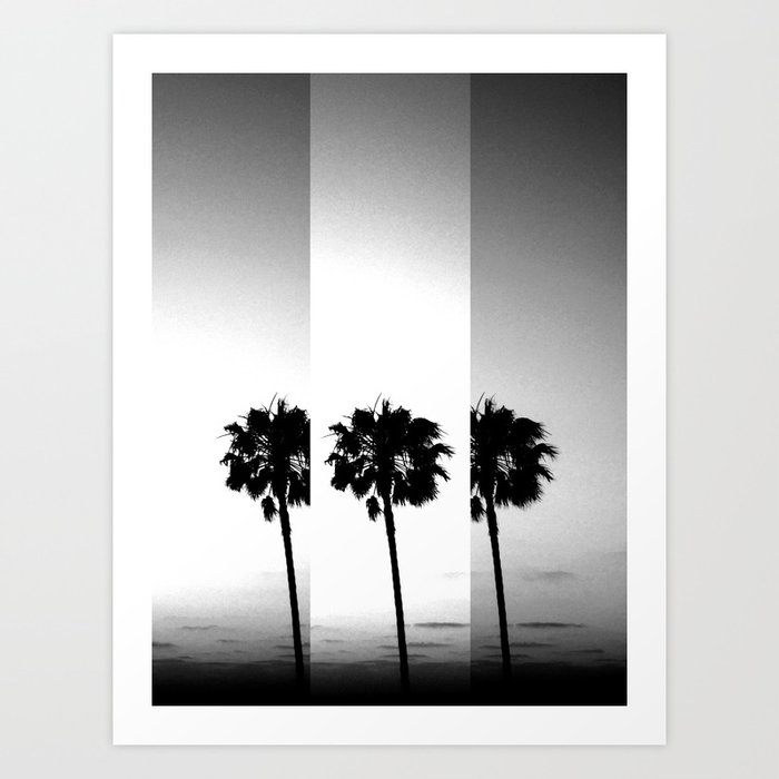 Vintage Palm Trees in Black & White Art Print