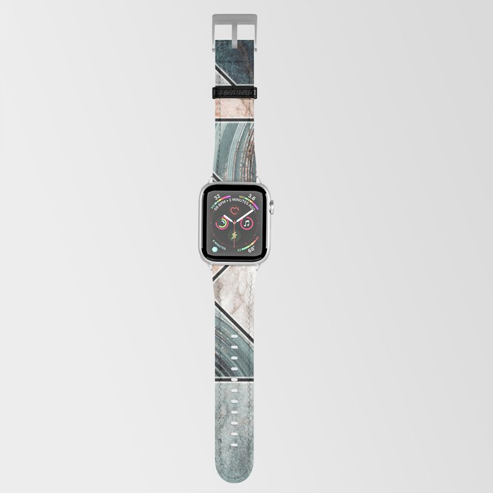 Art Deco Teal + Rose Gold Abstract Marble Geometry Apple Watch Band