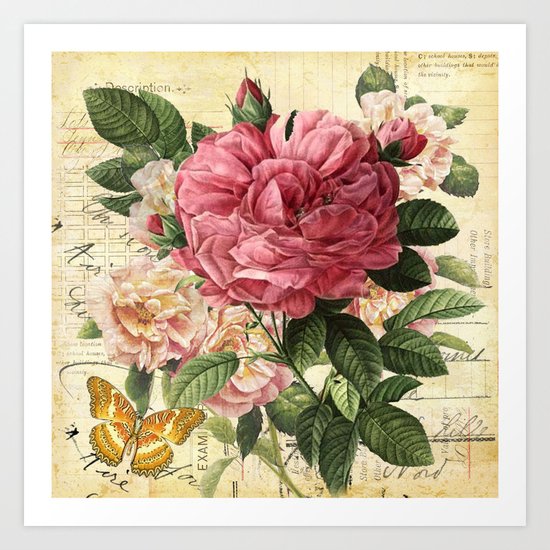 Vintage flowers #28 Art Print