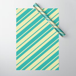 [ Thumbnail: Light Sea Green & Pale Goldenrod Colored Lines Pattern Wrapping Paper ]
