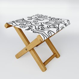 Black and White Graffiti Cool Funny Creatures Folding Stool