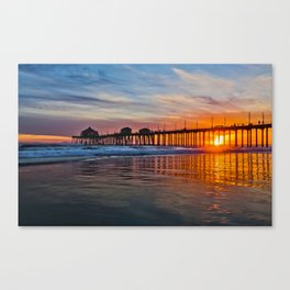 HB Sunsets - Sunset At The Huntington Beach Pier 3/10/16 Canvas Print