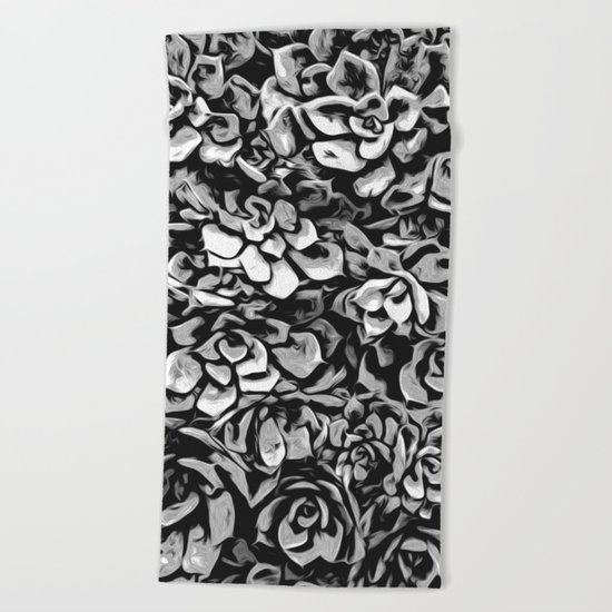 Plants of Black And White Beach Towel