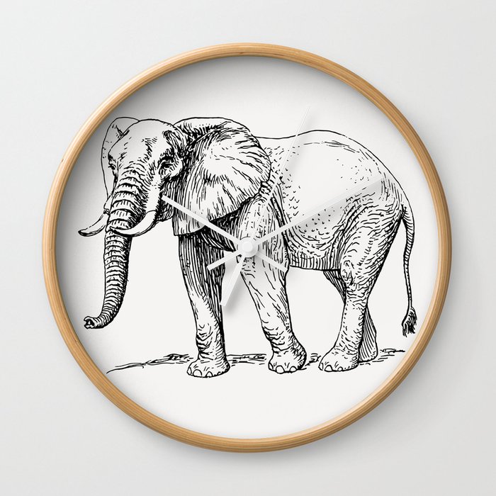 Elephant Illustration Wall Clock