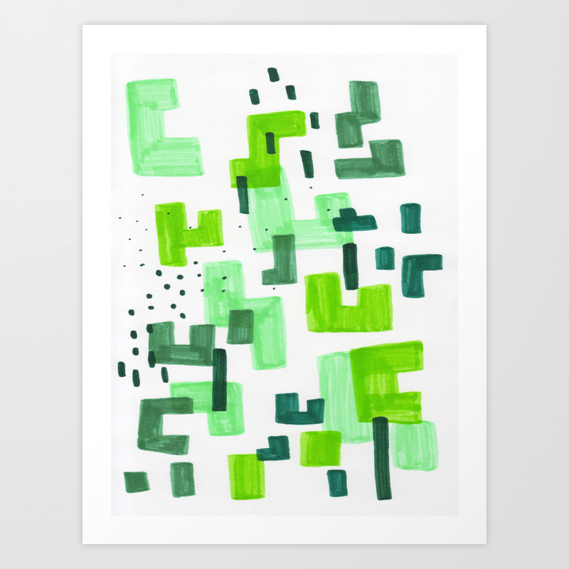 Colorful Green Minimalist Abstract Mid Century Modern Pattern