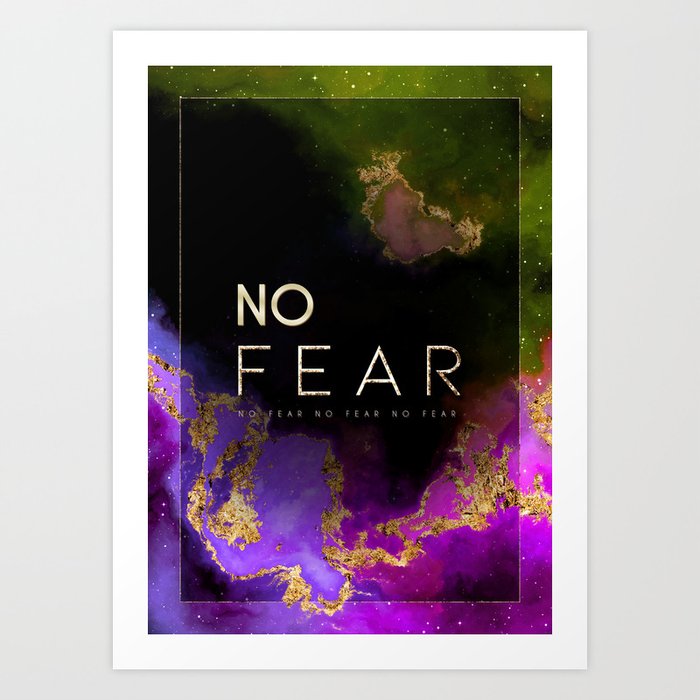 No Fear Rainbow Gold Quote Motivational Art Art Print