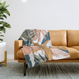 Abstract tropical organic nature shape leaf pattern Throw Blanket