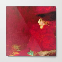 Woman in Red in Armchair portrait painting by Gustav Klimt Metal Print | Ladyinred, Curtains, Victorian, Female, Pillows, Quebec, Textiles, Paris, Redhead, Showercurtains 