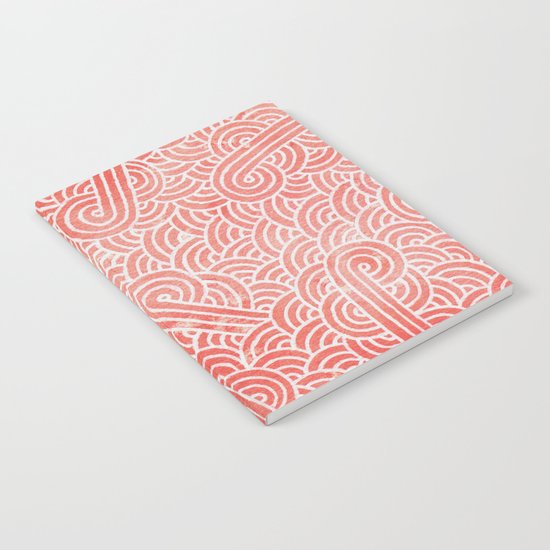 Peach echo and white swirls doodles Notebook