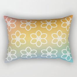 Modern White Daisies on Rainbow Colors Rectangular Pillow