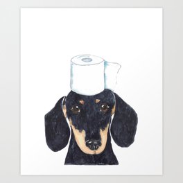 Dachshund dog toilet Painting Wall Poster Watercolor Art Print