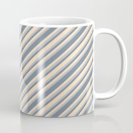 [ Thumbnail: Bisque, Grey, and Light Slate Gray Colored Striped Pattern Coffee Mug ]