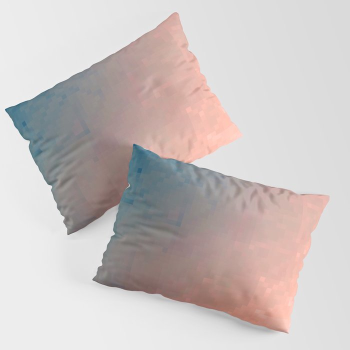 geometric pixel square pattern abstract background in pink blue Pillow Sham