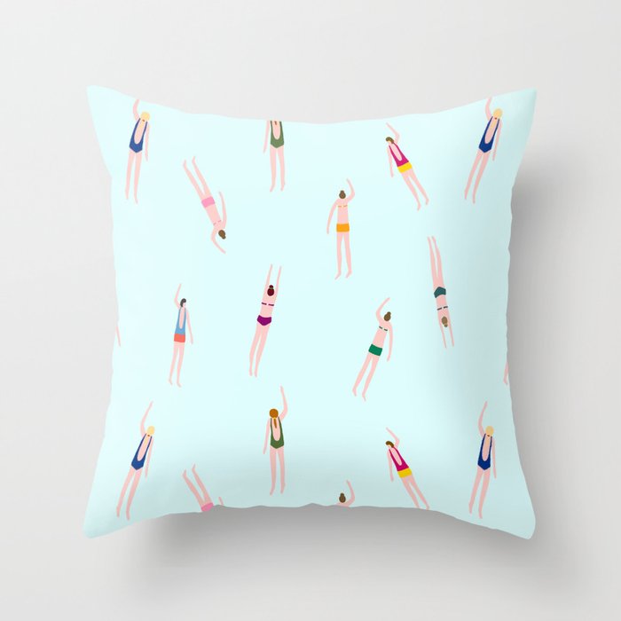 Swimmers in the pool Throw Pillow