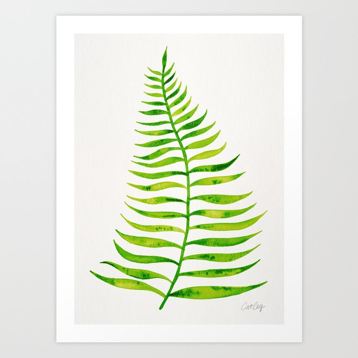 Lime Palm Leaf Art Print By Catcoq Society6