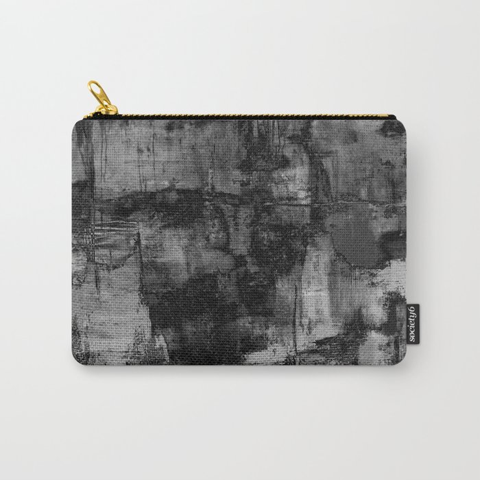 Crackled Gray - Black, white and gray, grey textured abstract Carry-All Pouch