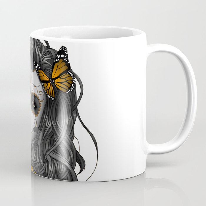 Sugar Skull Tattoo Girl with Butterflies Coffee Mug