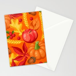 Orange Pumpkin Wheat Tomatoes Design Stationery Card