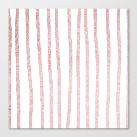 Simply Drawn Vertical Stripes in Rose Gold Sunset Canvas Print
