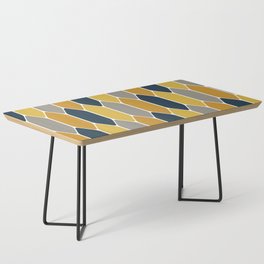 Long Honeycomb Geometric Pattern in Mustard Yellow, Navy Blue, Gray, and White Coffee Table