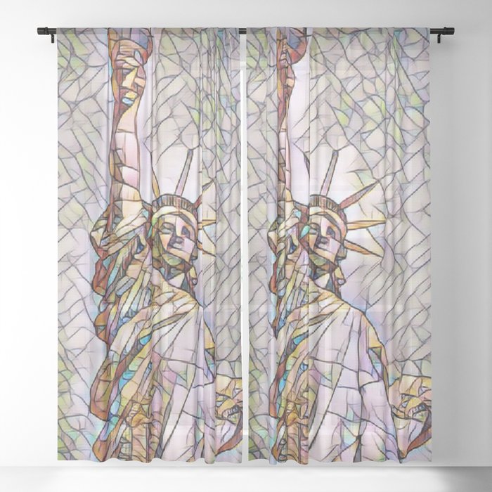 Statue of Liberty Mosaic Sheer Curtain