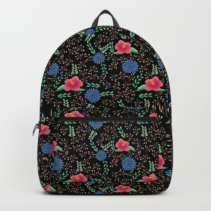 Beautiful Flowers on Black Background Backpack
