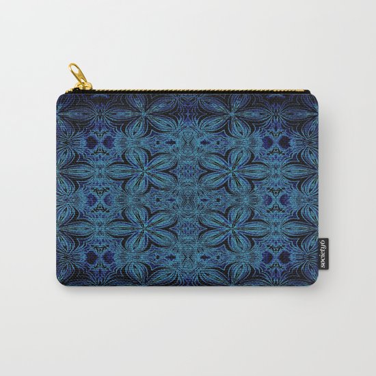Turquoise Teal Delicate Flowers Carry-All Pouch