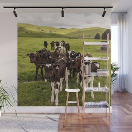 New Zealand Photography - Flock Of Cows On The Grassy Field Wall Mural