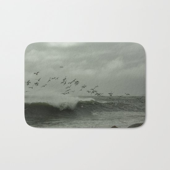 Birds dancing in the waves Bath Mat