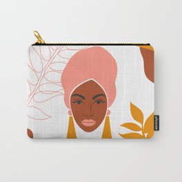 Beautiful afro women in a flat and line art style. On white background.  Carry-All Pouch