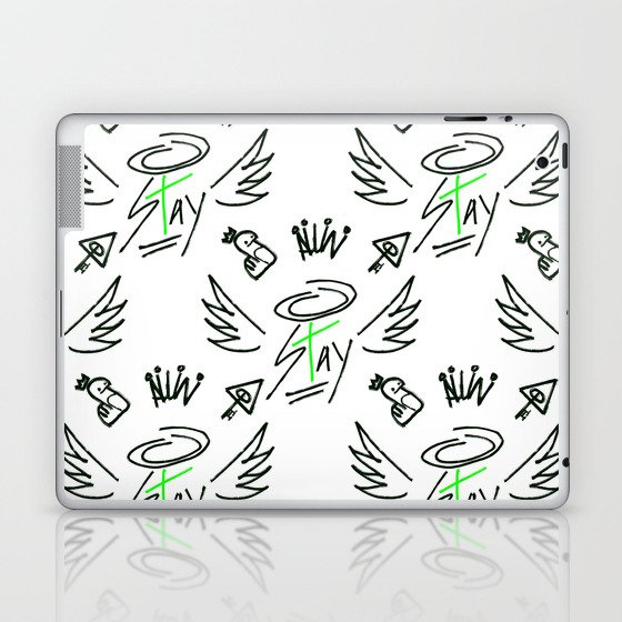 Winged Stay - Green + White Laptop & iPad Skin