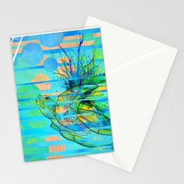 Coral Reef, Blue Sea and a Green Turtle in Ningaloo Stationery Cards
