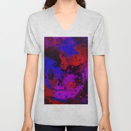 Colour Warfare - Abstract, red, blue, black and purple painting V Neck T Shirt