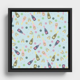 Champagne Celebration Pattern Framed Canvas
