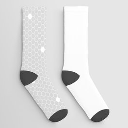 White Polka Dots Lace Horizontal Split on Silver Grey Socks