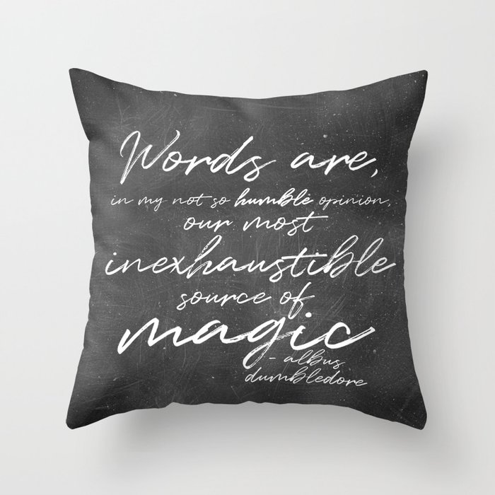Words Are Magic (Dark) Throw Pillow