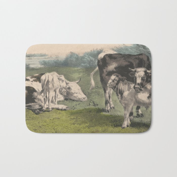 Vintage Cattle Farm Illustration (1856) Bath Mat