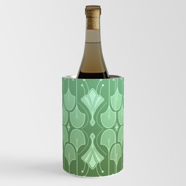 Art Deco Botanical Leaf Shapes Green Gradient Wine Chiller