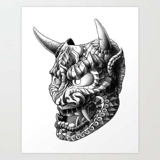 Japanese Demon Mask v.1 Art Print